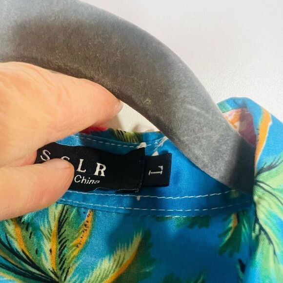 SSLR Blue Hawaiian Tropical Shirt Sz Large - Picture 3 of 11